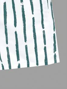 Solantero Men's Striped Olive Green Beach Shorts With Pockets Breathable Elastic Anti-Wrinkle Triangle Lining Summer Swim Trunks - Olive Green - View 4