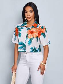 SOLERSUN 性感优雅的沙滩度假衬衫，椰树主题休闲女式春夏衬衫 - 綠色 - 查看 8