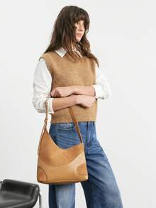 SHECARRY 女士单肩包 曲线拼接 酒红色 - 棕色 - 查看 8