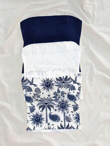 Soleia Áo quây cỡ lớn in hình cây dừa và thần mặt trời, hoa điều, phối màu trơn, thích hợp cho kỳ nghỉ hè. - Nhiều màu - Xem 2