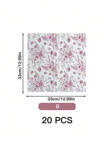 Cirelle 复古花卉图案纸巾 - 20张装，一次性纸巾，适用于早午餐、花园派对和餐桌装饰、婚礼和庆典用品 - 彩色 - 查看 9