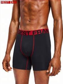 SHEIN 3条/套 男士字母弹力腰带修身透气平角内裤 - 彩色 - 查看 4