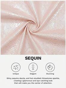 Glamine Quần váy ngắn màu hồng trơn dáng bất đối xứng dành cho nữ, quần short siêu ngắn phong cách Y2K cá tính, quần short dự tiệc, quần short lấp lánh, quần short họa tiết da rắn, quần short màu hồng, quần short kim tuyến, quần short óng ánh. - Hồng - Xem 6