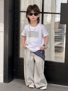 DAZY Young Boy Casual Daily Commute Slogan Print Short Sleeve T-Shirt, Summer