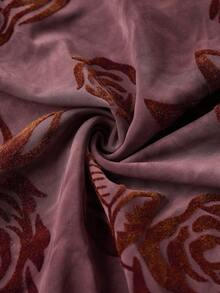 Ellevyn Elegant Sleeveless Pleated Floral Flocked Bodycon Dress - Red Violet - View 7