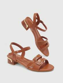 CUCCOO BIZCHIC 女士搭扣设计时尚日常穿搭高跟凉鞋 - 棕色 - 查看 10