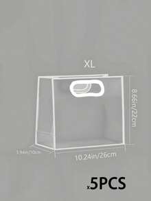 1/5/10个装透明礼品袋，简约镂空提手设计PVC礼品包装袋，适用于派对 - 白色 - 查看 26