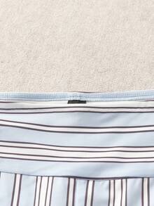 GlowEve 女士阔腿宽松蓝色条纹休闲度假裤 - 藍色 - 查看 3