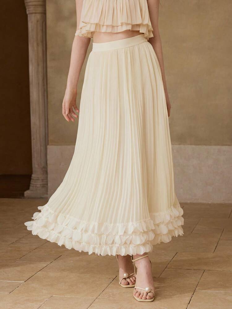 WOMEN'S PLEATED APPLIQUES ROMANTIC DATE SKIRT, SPRING/SUMMER