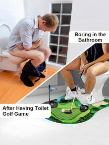 MINKOJA 厕所高尔夫游戏套装，迷你浴室推杆练习场，恶作剧礼物，送给爸爸、丈夫的趣味交换礼物，节日季生日礼物创意，必备单品 - 彩色 - 查看 6