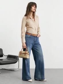 SHECARRY Ladies Handbag, Beige And Brown Patchwork Contrasting Colors, Exquisite Strap Decoration, A Must For Commuting. - Multicolor - View 5