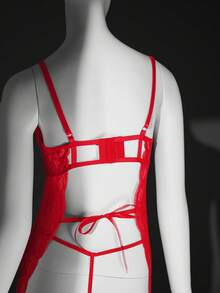 SHEIN 4pcs Lace Sexy Lingerie Set For Valentine's Day - Red - View 8