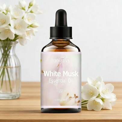 1瓶/2瓶装白色精油 - 天然香氛，适用于加湿器、蜡烛和水晶，是圣诞节和万圣节的完美之选，精油