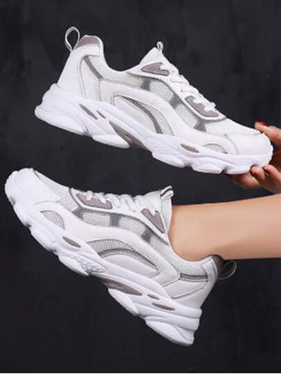 Vate Damskor för vardagsbruk, sportiga och tjocka sneakers, moderiktiga utomhusskor, mångsidiga