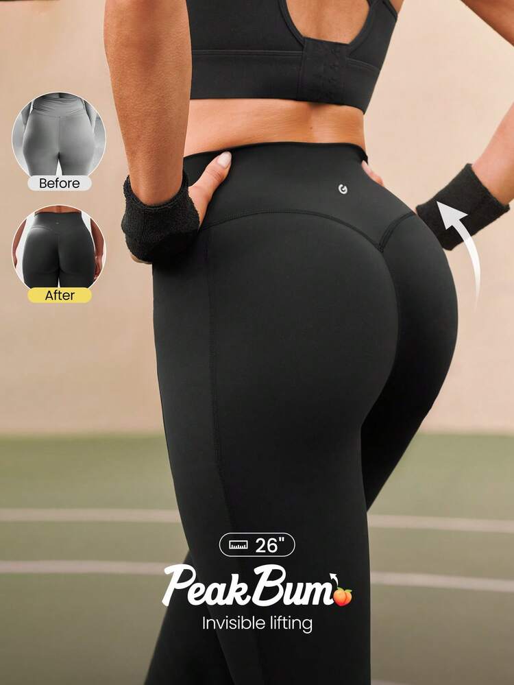 26インチ パワースカルプト™ リフトオフ準備 吸汗速乾 目立たない リフティング コントロール サイドポケット付き コンプレッション レギンス ハイインパクト トレーニング ワークアウト ジム ランニング アクティブウェア