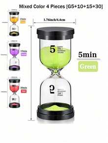 1/3/5/10/15/30 Minutes Black Lid Marked Glass Timer, Home Decor Sandclock, Suitable For Children's Homework, Teeth Brushing, Kitchen Cooking, Yoga Gaming, Desktop Decoration Best Gifts Birthday Graduation - Multicolor - View 19