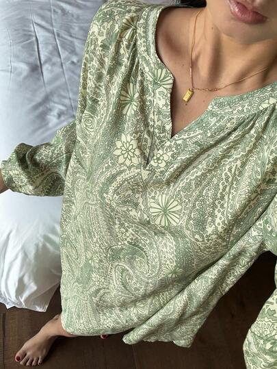 DAZY Floral Print Loose Raglan Sleeve Women's Nightgown