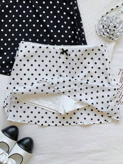 SHEIN EZwear 双色编织波点印花女式半身裙