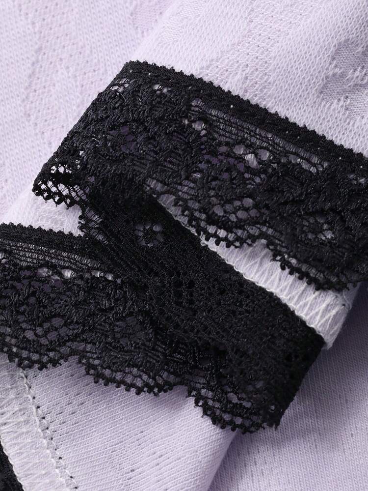 Women's Jacquard Knit Contrast Lace Splice Spaghetti Strap Camisole & Loose Pajama Pants Sleepwear Set
