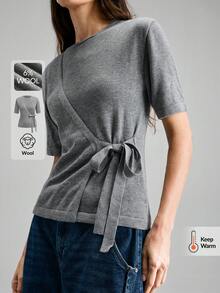 Ontre 2026 Spring/Summer New Gray Long Sleeve Tie-Waist Maxi Dress, Suitable For Modern Urban Parties, Back To School Season, Urban Minimalist Casual Daily Wear, Bohemian Style, Vacation, Festivals, Spring, Valentine's Day Carnival Outfit, Women Beach Party Elegant - Dark Grey - View 1