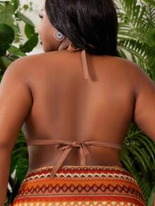 Slaydiva Plus Size Women's Fashionable Bohemian Style Bikini Top, Suitable For Beach Wear In Summer - Multicolor - View 3