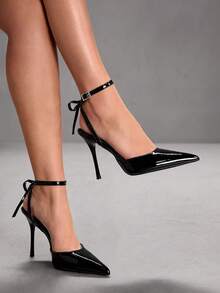 CUCCOO SZL 女士Y2K朋克机车风高跟鞋，适合万圣节、圣诞节、派对装扮 - 鏡面料黑色 - 查看 5