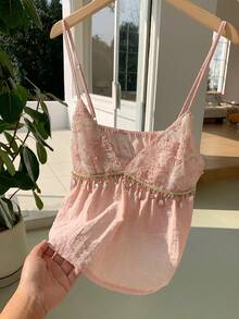 Comfortcana 女士时尚性感亮片流苏吊带背心，夏季 - 粉色 - 查看 6