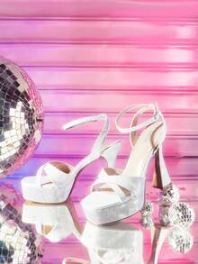 CUCCOO LuxiPop Women Heeled Sandals - White - View 2