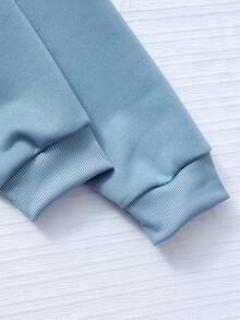 Sparklyn Áo nỉ nữ tuổi teen in nơ, kiểu dáng bất đối xứng, hở vai và vạt áo không đối xứng. - Màu xanh lam - Xem 4