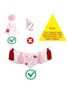 Decoraciones para fiesta de medio año de cumpleaños, estilo bohemio, Navidad, 1er cumpleaños, tema de fresa, bandera, guirnalda de cuentas de madera y borlas, gorro de medio cumpleaños, set de suministros para celebración de niño/niña, telón de fondo para fotos - Multicolor - Ver 6