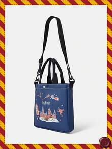 HARRY POTTER X SHEIN Women's Fashionable One-Piece Shoulder Bag, Printed Shoulder Bag With Adjustable Shoulder Strap, Women's Casual Commuting Shoulder Bag - Navy Blue - View 2