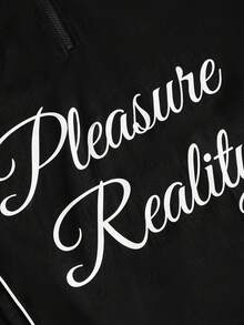 TOKVUE Men's Casual Letter Print Zip-Up Hoodie And Shorts Set - Black - View 3