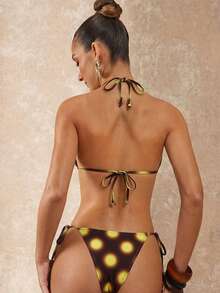Lumalex 扎染黄色波点复古抹胸比基尼泳衣套装 - 彩色 - 查看 3