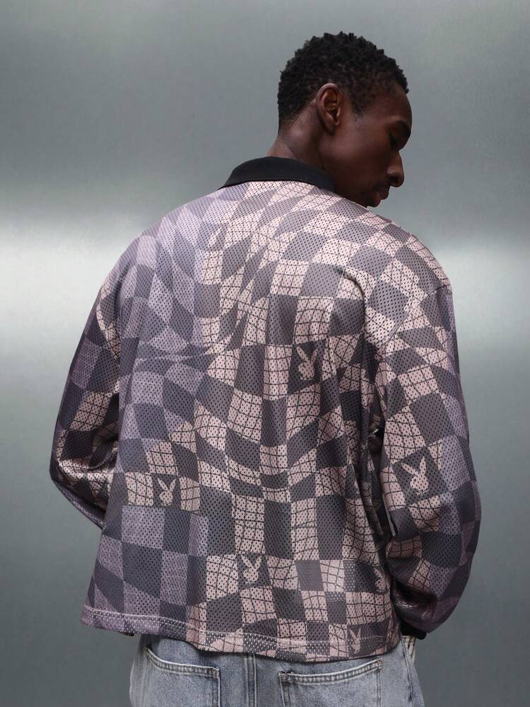 PLAYBOY X SUMWON 로고 프린트 메쉬 폴로 셔츠