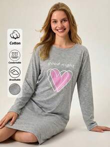 Loomlin 女士棉质 & 心形印花睡裙