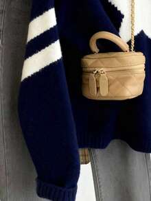 Resyla Women's Casual Round Neck Jacquard Star Pattern Long Sleeve Sweater, Autumn/Winter - Navy Blue - View 3