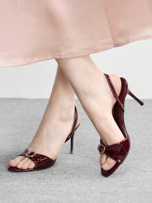 CUCCOO BIZCHIC Giày sandal cao gót nữ mùa xuân - Màu Đỏ Sâu - Xem 3