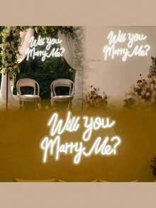 One 40*26.8cm "Will You Marry Me?" Neon Proposal Stick: Silicone Tube + Acrylic Board, USB Powered (Data Cable Included) | Warm White Handwritten Text, Romantic Atmosphere; Suitable For Proposals/Engagements/Confession Ceremonies, Wall-Mounted/Hanging Set. - White - View 9