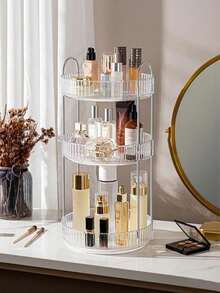 1pc 360 Degree Rotatable Multi-Functional Cosmetic Storage Rack, Large Capacity Bathroom Organizer Holder, Vanity Makeup Organizer, Transparent Tabletop Storage Box With Detachable & Reinforced Layers For Tall Bottles Bag, Bags, Makeup Bag, Vanity, Travel, Make Up Bag, Storage, Makeup Organizer, Toiletry Bag - Multicolor - View 7