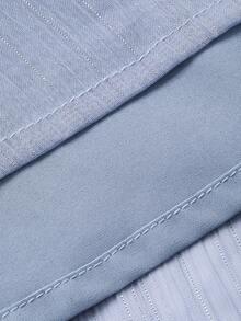 DAZY Women's Round Neck Waist Cinched Extra Long Sleeve Textured Fabric Elegant Dress - Blue - View 6