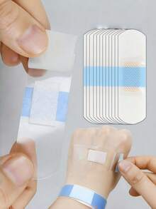 Multi-Use Transparent Elastic Tape 50pcs - Waterproof For First Aid Wound Dressing & Halloween FX Makeup, PE Material - White - View 11