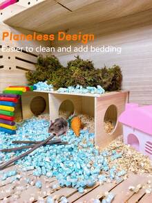 1个木制仓鼠松鼠躲藏屋，刺猬木制栖息地，也适用于豚鼠、龙猫 - 彩色 - 查看 7