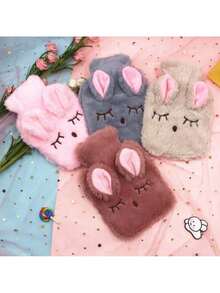 Plush Squinting Rabbit Fur Hand Warmer, Removable And Washable, Water-Filled Hot Water Bag - Multicolor - View 3