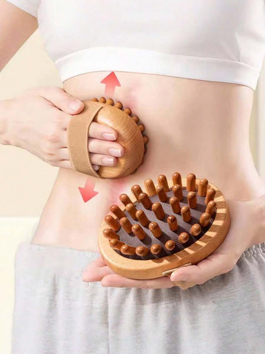Body Anti Cellulite Brush Soothing Wooden Essential Oil Spa Air Cushion Massage Hair Comb Scalp Massage Brush Body Massager Gym Accessories - Brown - View 1