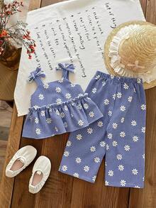 LMoss Kids 女婴格子吊带连体衣和打底裤两件套 - 彩色 - 查看 1