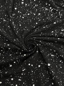 Xyvia Women's Black Solid Silver Polka Dot Fabric Waist Flared Leg Flare Pants, Elegant And Sophisticated, Suitable For Birthday Gifts, Dates, Parties, Slim Fit, Sexy, Street Style, Valentine's Day, May Day, Easter, Travel, Spring/Summer Flare Pants - Black - View 7