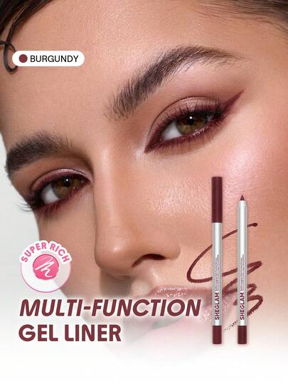 SHEGLAM Boldline Longwear Multi-Function Gel Liner-Burgundy Kohl,Kajal,Henna Brand Beauty Makeup Face Paint Cosmetic For Women Girls Perfect For Winter Spring Ideal For Y2K Fancy Fashion Suitable For Birthday Gift Party Ready Best Color