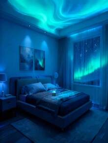 1PC Aurora LED Projector Light, USB Starry Sky Projection Lamp With Remote Control, Suitable For Bedroom, Living Room, Office, Party, Home, Holiday, Birthday, Ceiling And Wall Decor - Multicolor - View 12