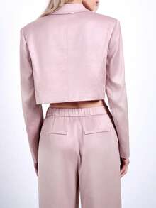Maija 女士时尚百搭翻领粉色西装外套，新年、情人节、节日 - 粉色 - 查看 3