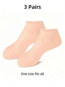 3Pcs Silicone Moisturizing Relief Socks, Reusable Socks, Overnight SPA Sock, Anti-Slip Gel Heel Socks For Women Men Dry Skin Dry Feet Rough Skin, Home Foot Care - Multicolor - View 2